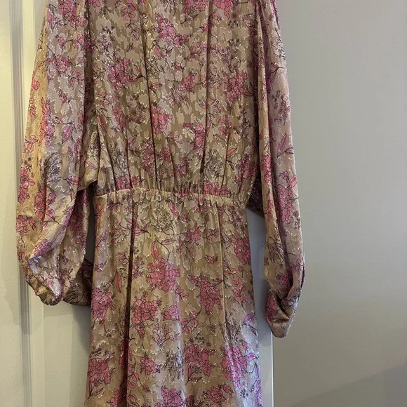 Pinko long sleeved floral wrap pink dress - Picture 3 of 8